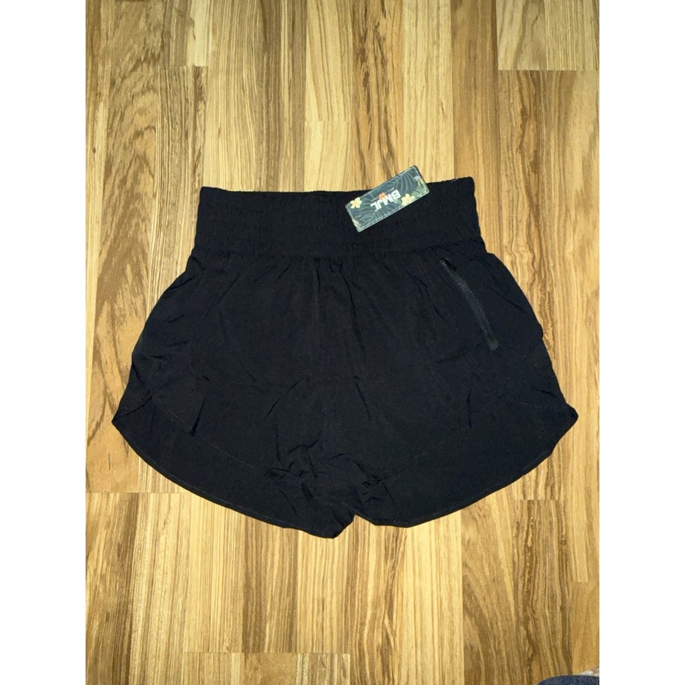 BMJL NEW Women's Sz M Medium High Waisted Athletic Shorts‎ Zipper Pocket Black
